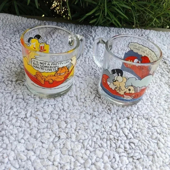 Vintage 1978 Garfield McDonald's Glass Mugs Set of 2 Jim Davis - Picture 7 of 8